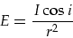 \begin{displaymath}
E=\frac{I\cos i}{r^2}
\end{displaymath}