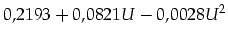 $\displaystyle 0,2193 +0,0821 U -0,0028 U^2$