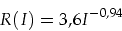 \begin{displaymath}
R(I) =3,6 I^{-0,94}
\end{displaymath}