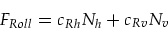 \begin{displaymath}
F_{Roll}= c_{Rh} N_h+c_{Rv} N_v
\end{displaymath}